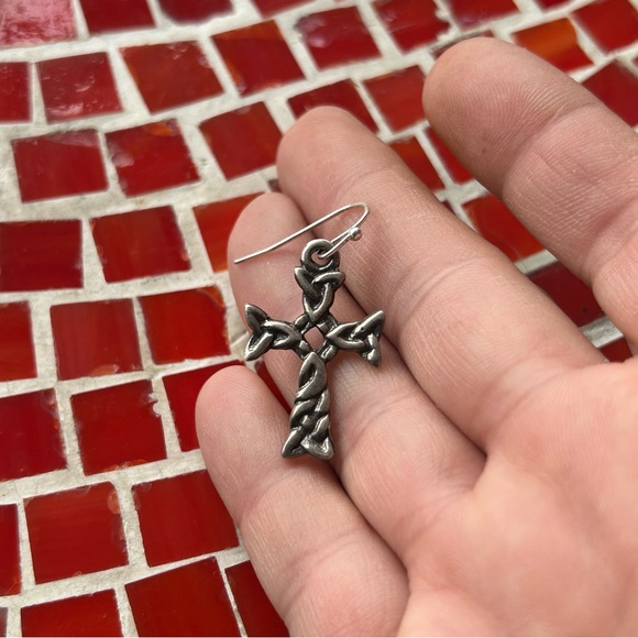 Sterling Silver Celtic Cross Earrings - Picture 5 of 10
